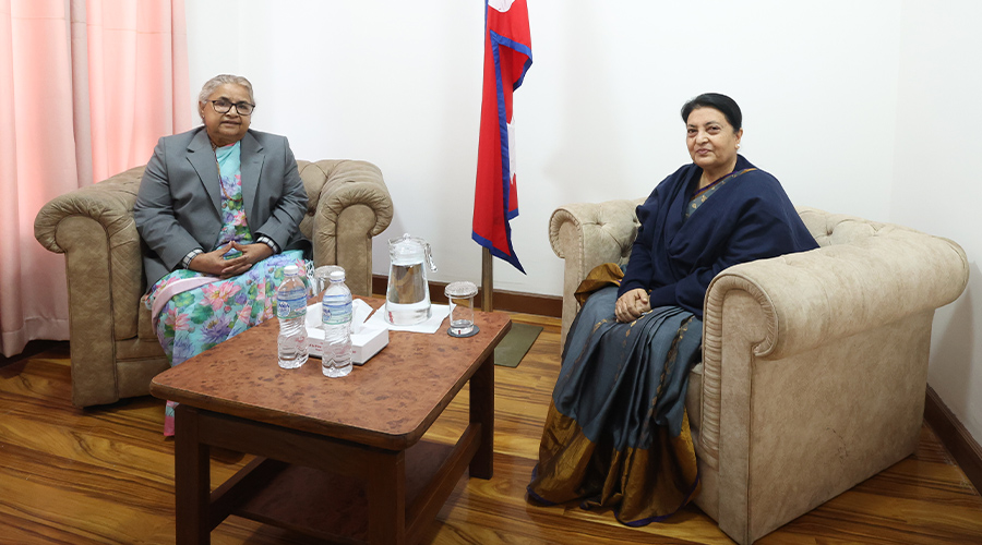 सिंहदरबारमा पूर्वराष्ट्रपति भण्डारी र प्रधानमन्त्री कार्कीबीच भेटवार्ता
